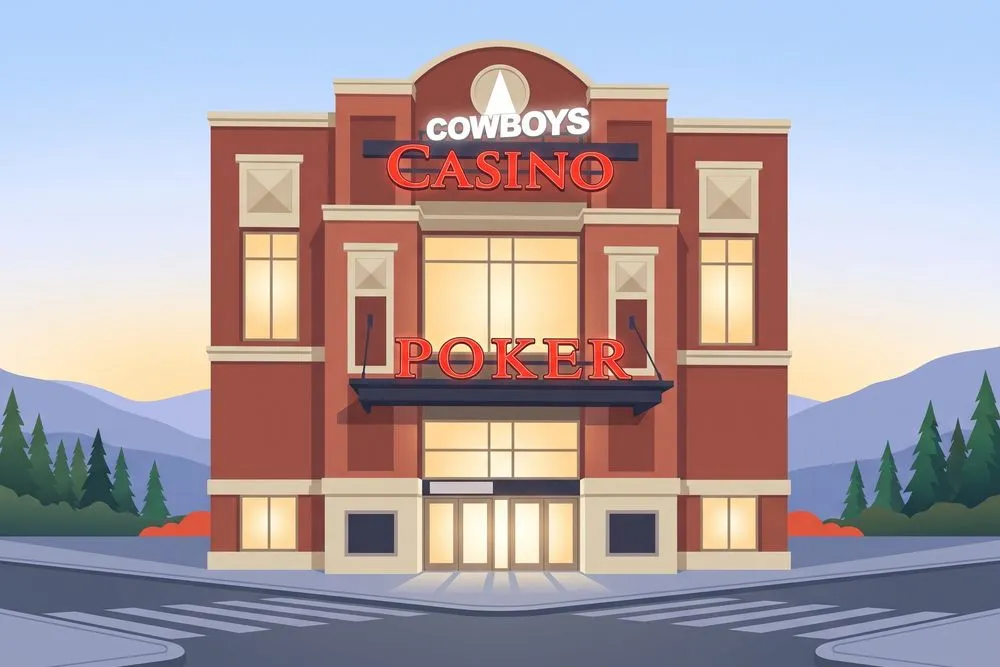 Cowboys Casino facade in downtown Calgary at dusk