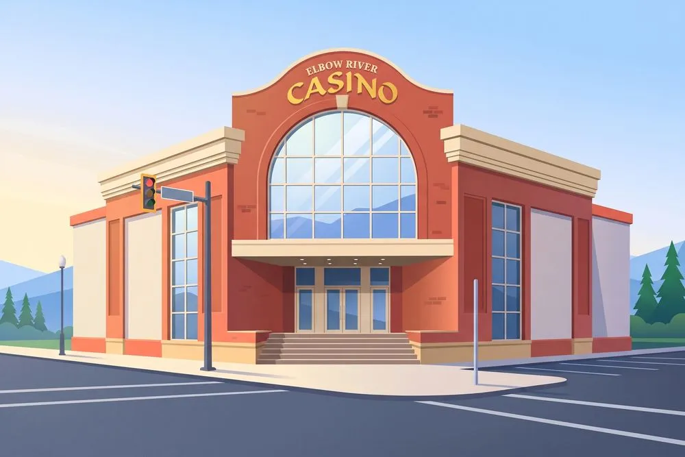 Elbow River Casino entrance under its arched window